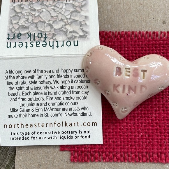 Pink Best Kind Ceramic Stone Handmade Heart Pin - Picture 9 of 9